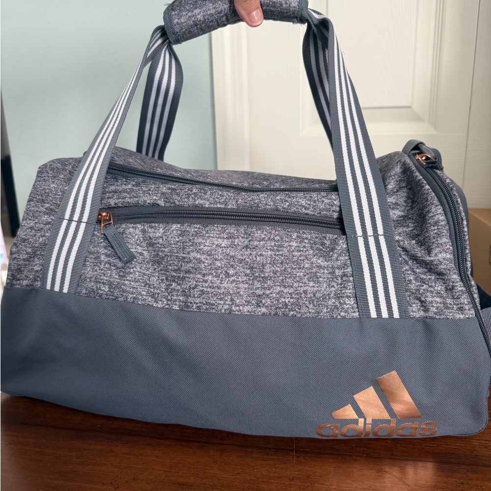 Adidas Charcoal Duffel Bag with Bronze Details